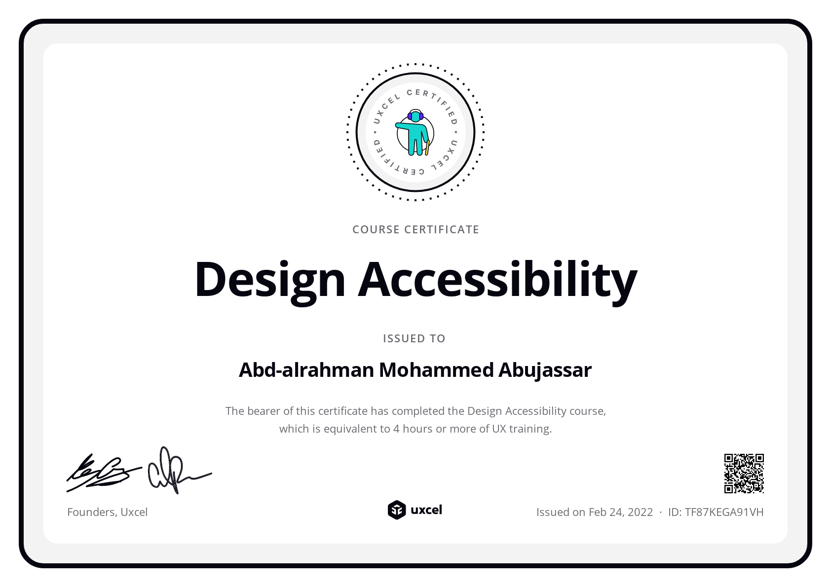 Abd-alrahman Mohammed Abujassar's certificate